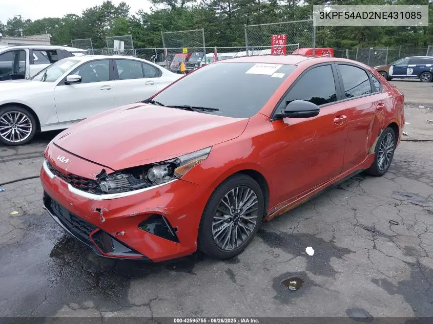 2022 Kia Forte Gt-Line VIN: 3KPF54AD2NE431085 Lot: 42595755