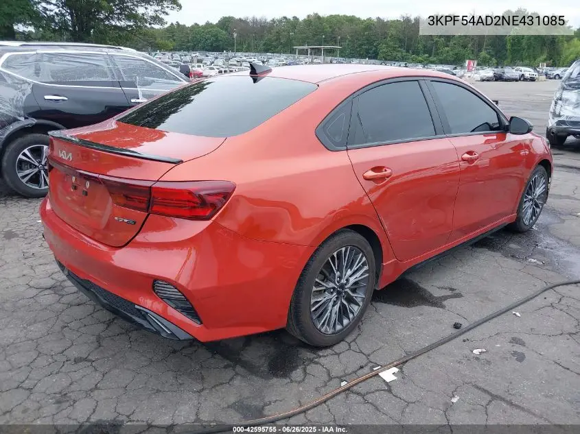 2022 Kia Forte Gt-Line VIN: 3KPF54AD2NE431085 Lot: 42595755