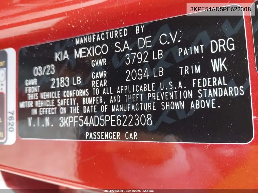 3kpf54ad5pe622308 3KPF54AD5PE622308 2023 Kia Forte Gt-Line
