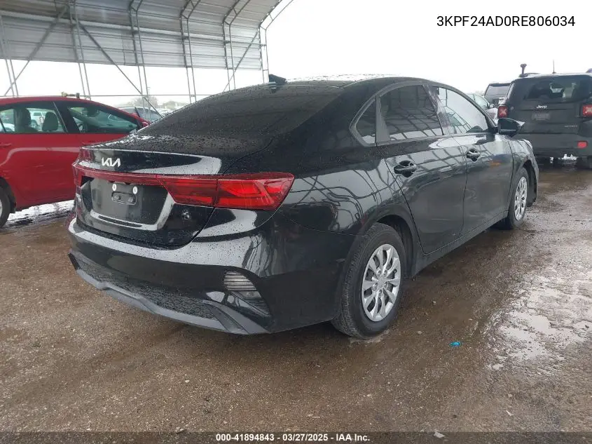2024 Kia Forte Lx VIN: 3KPF24AD0RE806034 Lot: 41894843