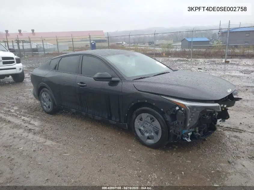 2025 Kia K4 Lx VIN: 3KPFT4DE0SE002758 Lot: 42007108