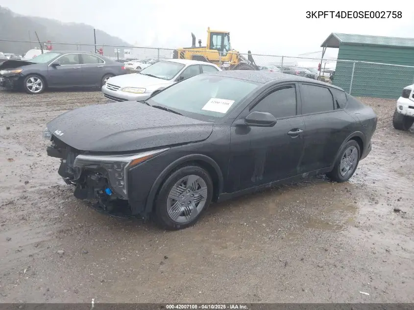 2025 Kia K4 Lx VIN: 3KPFT4DE0SE002758 Lot: 42007108
