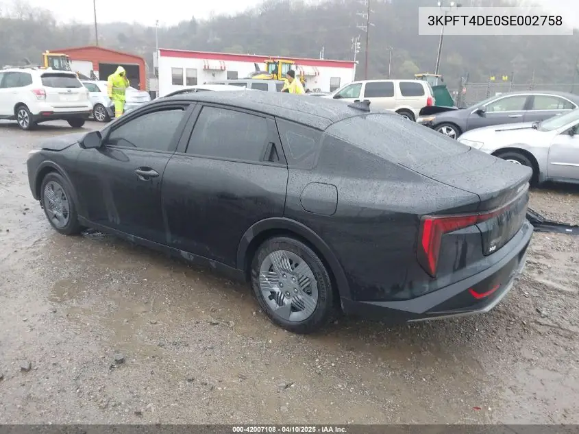 2025 Kia K4 Lx VIN: 3KPFT4DE0SE002758 Lot: 42007108