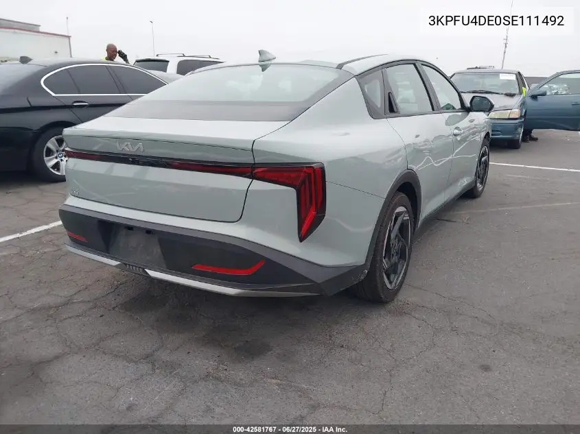 2025 Kia K4 Ex VIN: 3KPFU4DE0SE111492 Lot: 42581767
