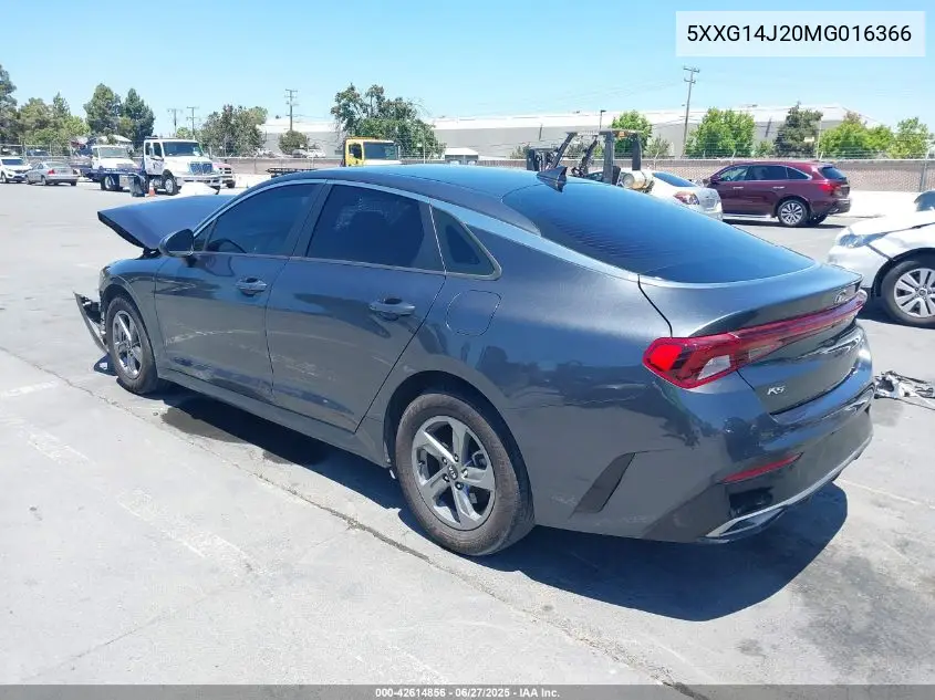 2021 Kia K5 Lxs VIN: 5XXG14J20MG016366 Lot: 42614856