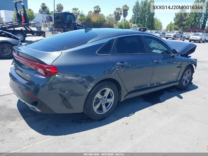 2021 Kia K5 Lxs VIN: 5XXG14J20MG016366 Lot: 42614856