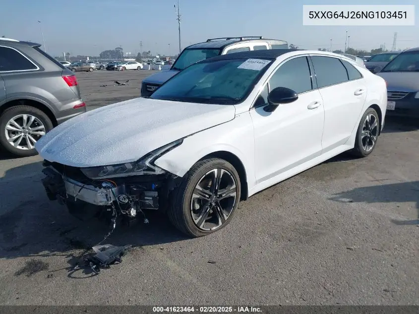 2022 Kia K5 Gt-Line VIN: 5XXG64J26NG103451 Lot: 41623464