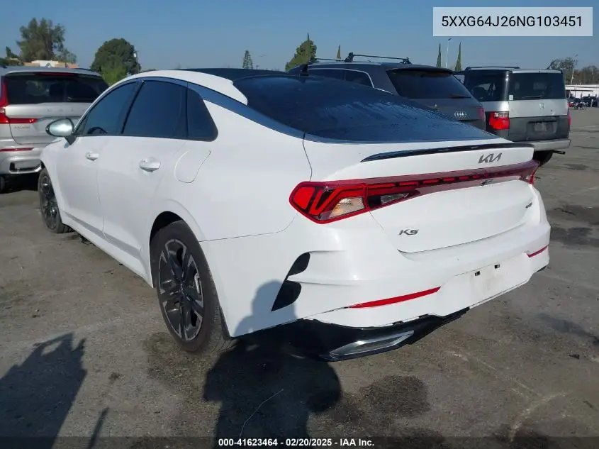 2022 Kia K5 Gt-Line VIN: 5XXG64J26NG103451 Lot: 41623464