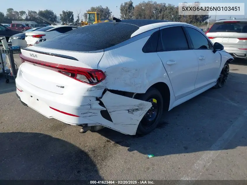 2022 Kia K5 Gt-Line VIN: 5XXG64J26NG103451 Lot: 41623464