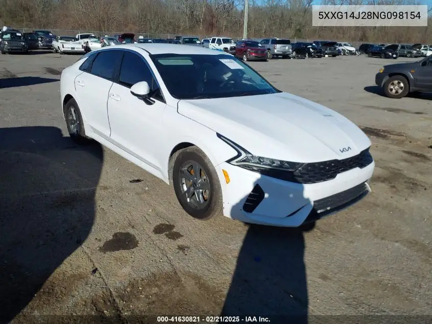 2022 Kia K5 Lxs VIN: 5XXG14J28NG098154 Lot: 41630821