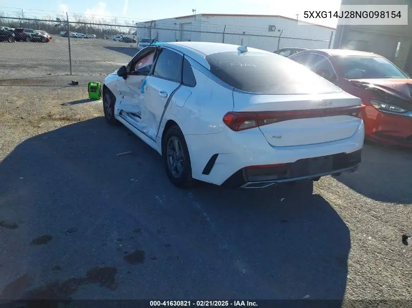 2022 Kia K5 Lxs VIN: 5XXG14J28NG098154 Lot: 41630821