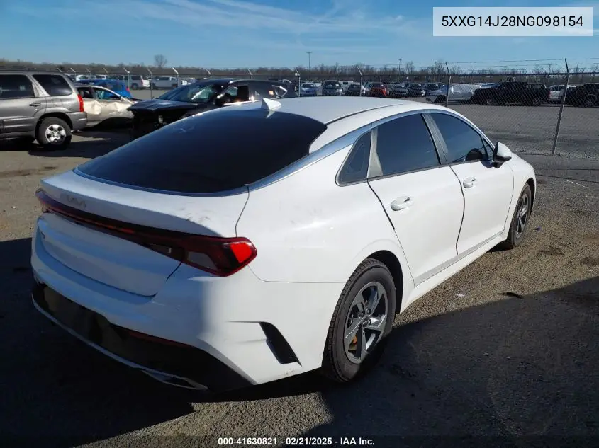 2022 Kia K5 Lxs VIN: 5XXG14J28NG098154 Lot: 41630821