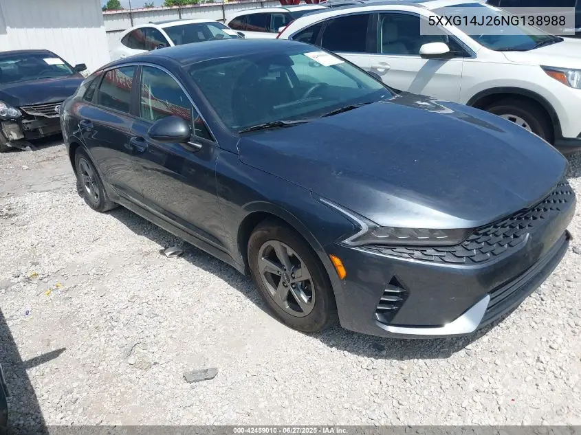 2022 Kia K5 Lxs VIN: 5XXG14J26NG138988 Lot: 42459010