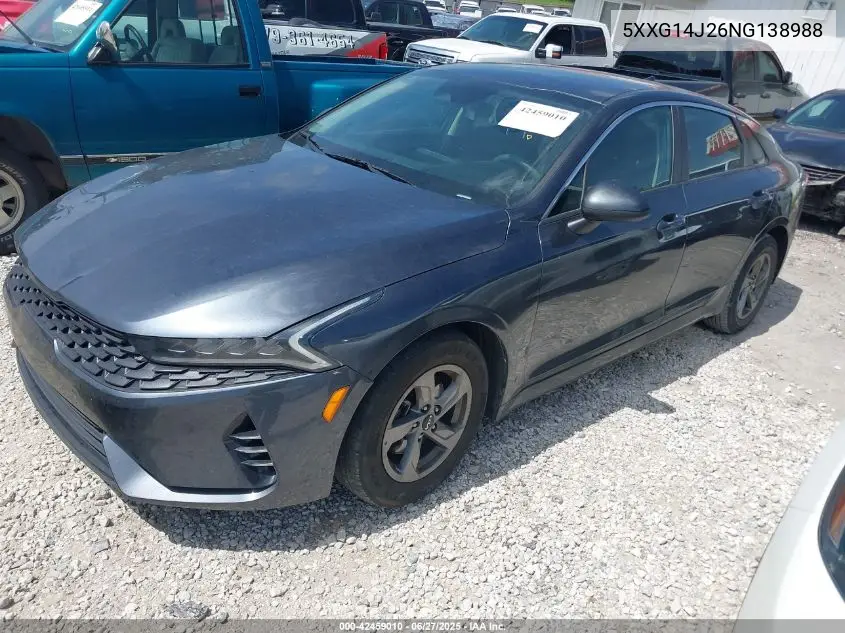 2022 Kia K5 Lxs VIN: 5XXG14J26NG138988 Lot: 42459010