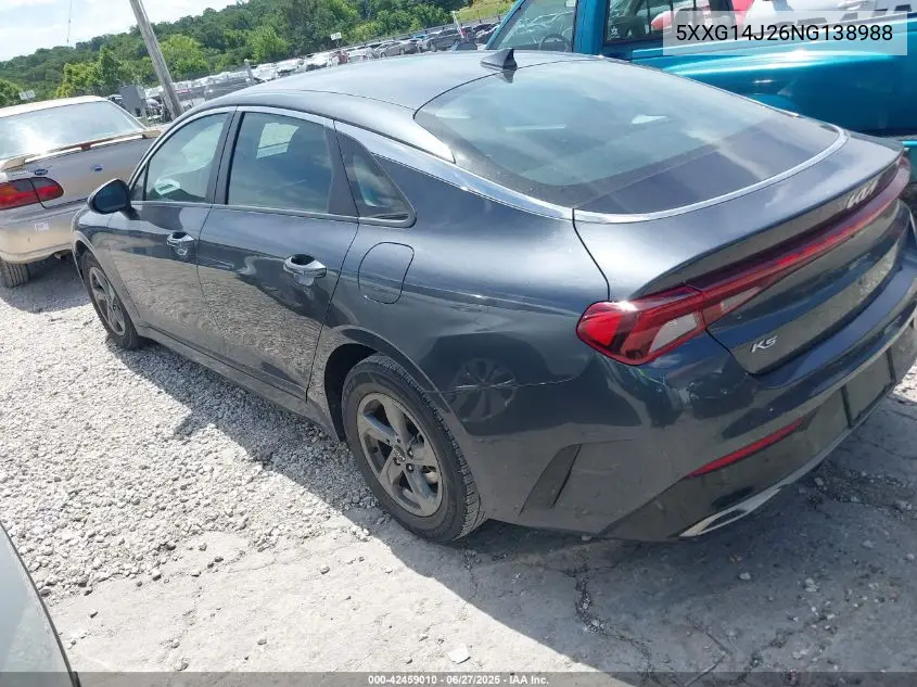 2022 Kia K5 Lxs VIN: 5XXG14J26NG138988 Lot: 42459010