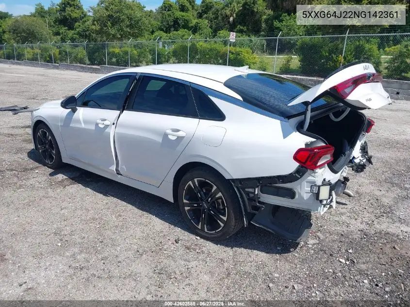 2022 Kia K5 Gt-Line VIN: 5XXG64J22NG142361 Lot: 42602585