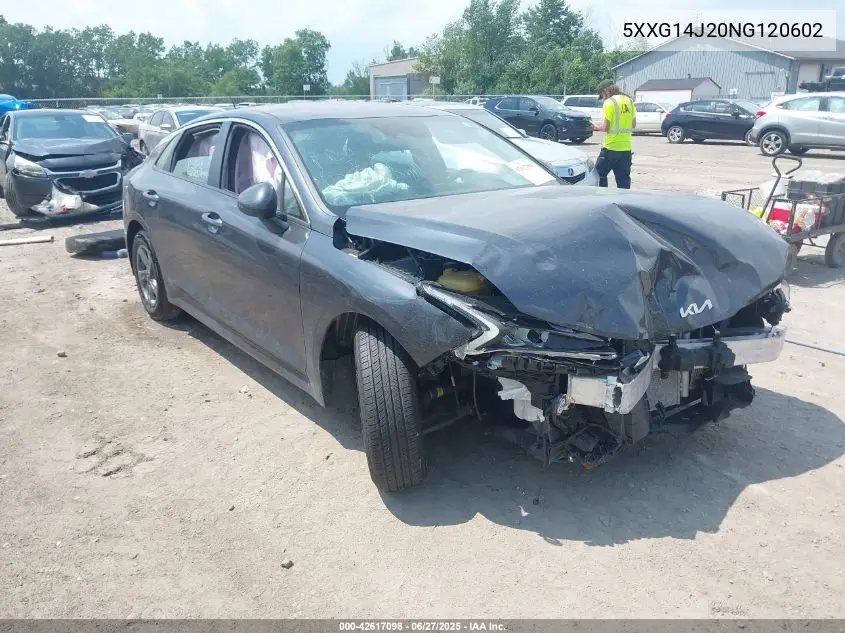 2022 Kia K5 Lxs VIN: 5XXG14J20NG120602 Lot: 42617098