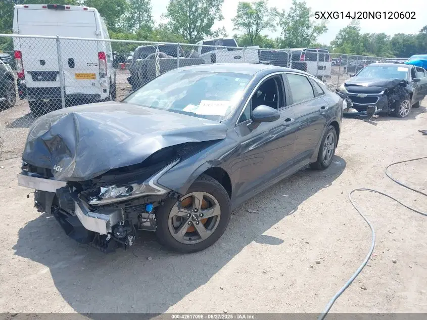 2022 Kia K5 Lxs VIN: 5XXG14J20NG120602 Lot: 42617098