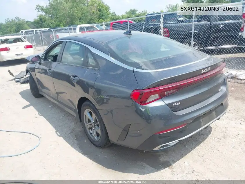 2022 Kia K5 Lxs VIN: 5XXG14J20NG120602 Lot: 42617098