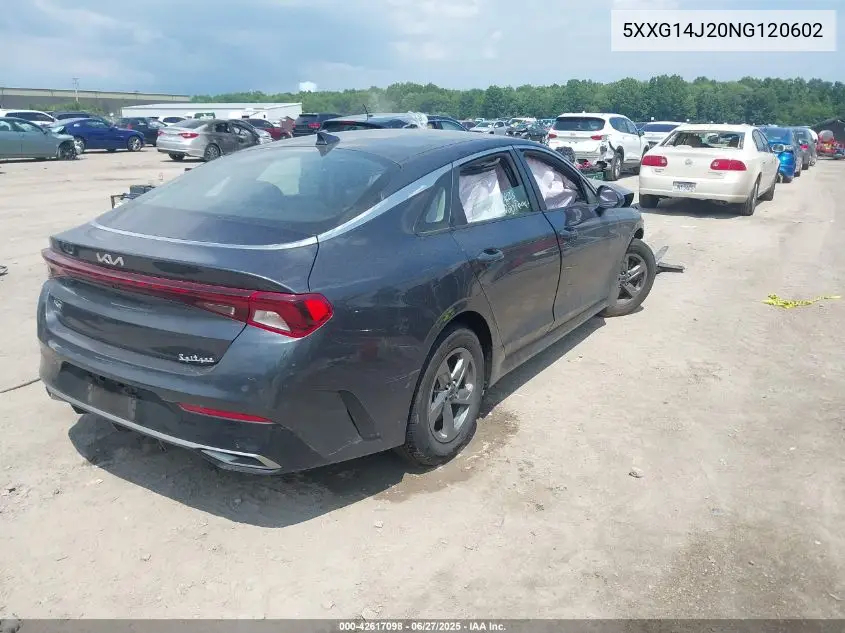 2022 Kia K5 Lxs VIN: 5XXG14J20NG120602 Lot: 42617098
