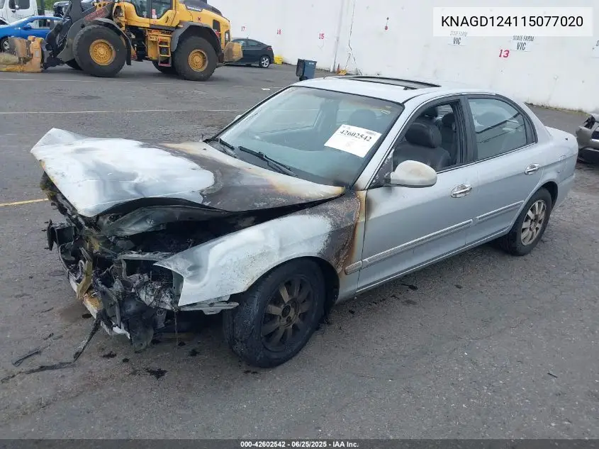 2001 Kia Optima Lx V6/Se V6 VIN: KNAGD124115077020 Lot: 42602542