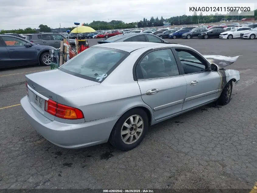 2001 Kia Optima Lx V6/Se V6 VIN: KNAGD124115077020 Lot: 42602542