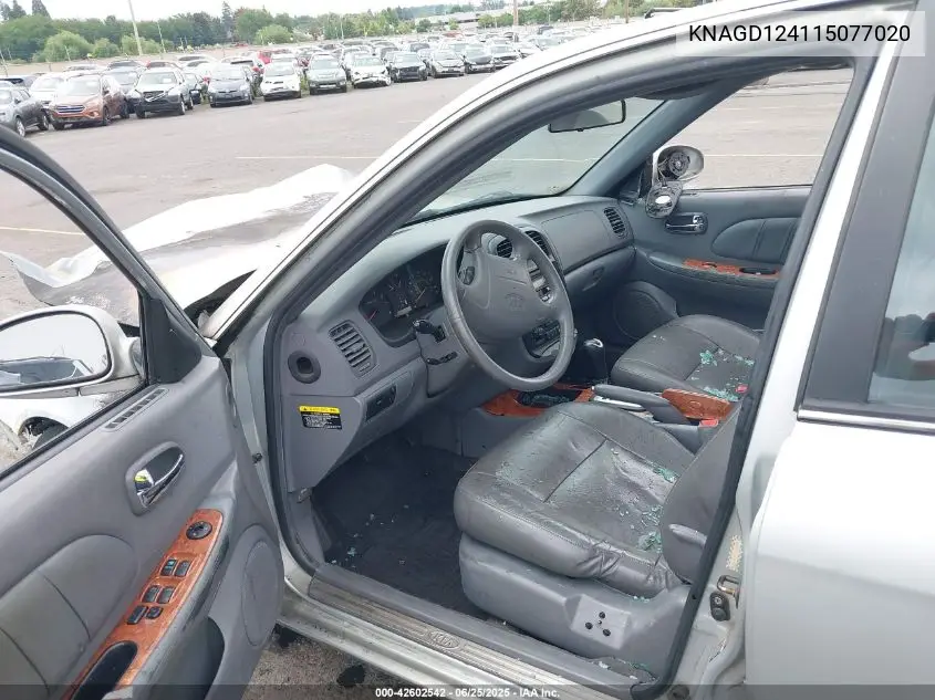2001 Kia Optima Lx V6/Se V6 VIN: KNAGD124115077020 Lot: 42602542