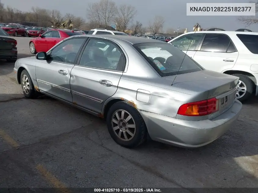 2002 Kia Optima Lx V6/Se V6 VIN: KNAGD128225182377 Lot: 41825710