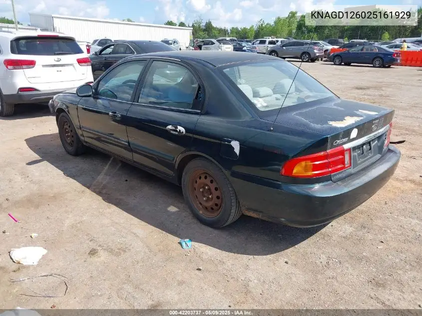 2002 Kia Optima Lx/Se VIN: KNAGD126025161929 Lot: 42203737