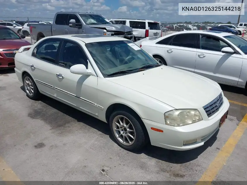2002 Kia Optima Lx/Se VIN: KNAGD126325144218 Lot: 42596691
