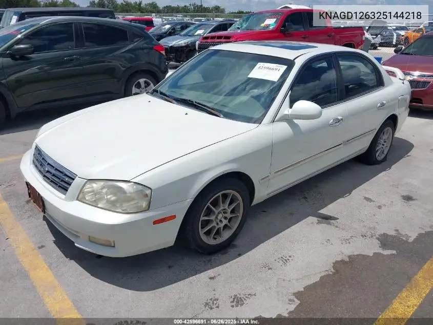 2002 Kia Optima Lx/Se VIN: KNAGD126325144218 Lot: 42596691