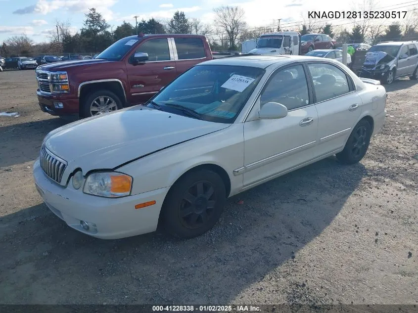 2003 Kia Optima Lx V6/Se V6 VIN: KNAGD128135230517 Lot: 41228338