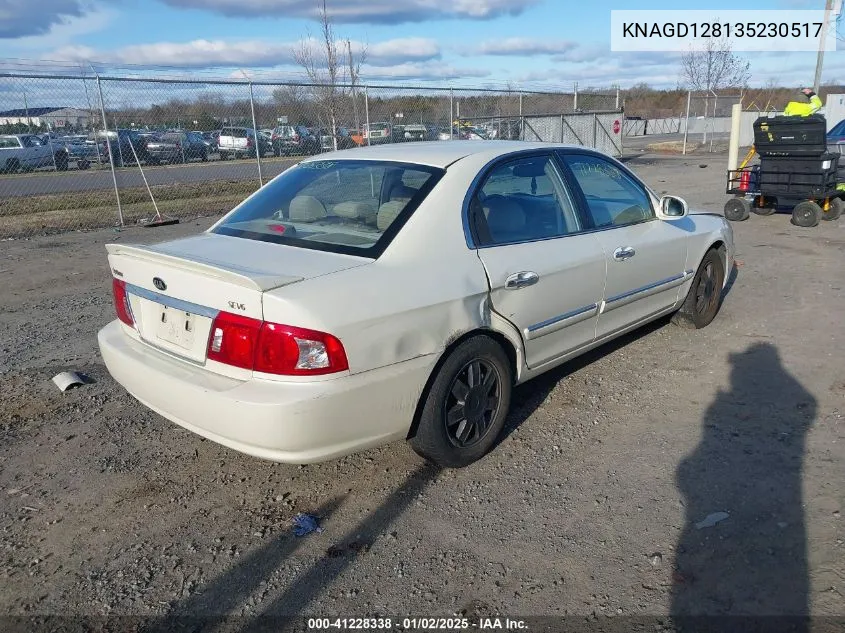 2003 Kia Optima Lx V6/Se V6 VIN: KNAGD128135230517 Lot: 41228338