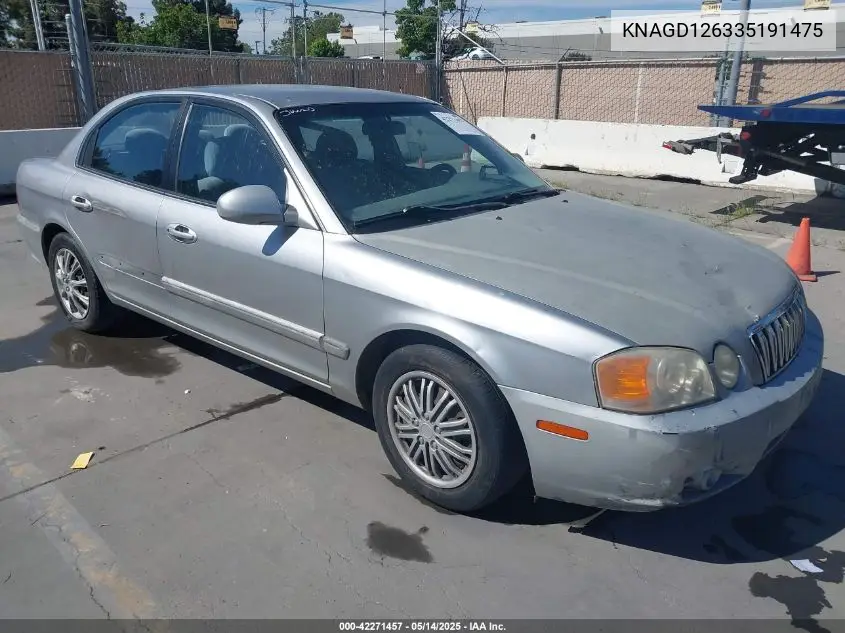 2003 Kia Optima Lx/Se VIN: KNAGD126335191475 Lot: 42271457