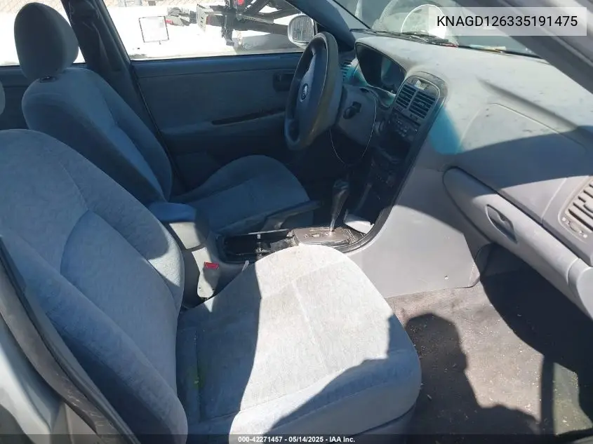 2003 Kia Optima Lx/Se VIN: KNAGD126335191475 Lot: 42271457