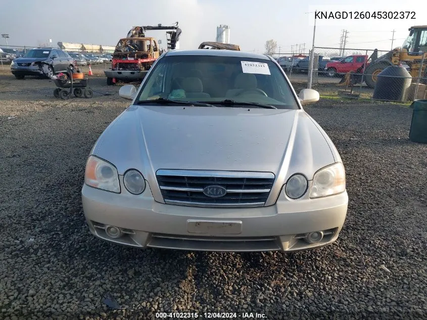 2004 Kia Optima Ex/Lx VIN: KNAGD126045302372 Lot: 41022315