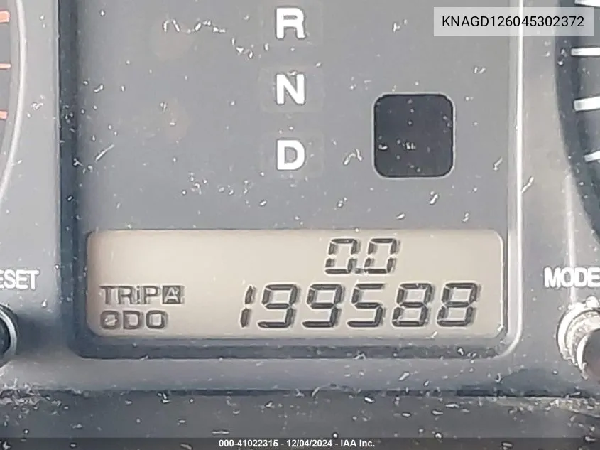 2004 Kia Optima Ex/Lx VIN: KNAGD126045302372 Lot: 41022315