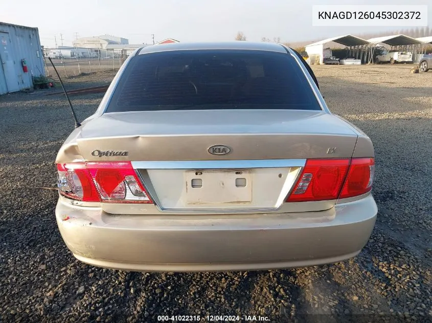 2004 Kia Optima Ex/Lx VIN: KNAGD126045302372 Lot: 41022315