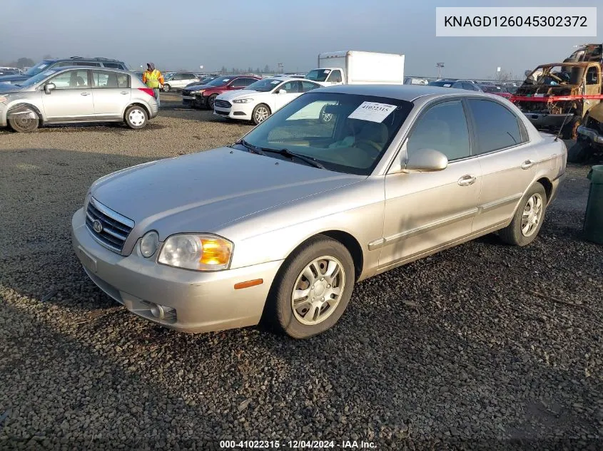 2004 Kia Optima Ex/Lx VIN: KNAGD126045302372 Lot: 41022315