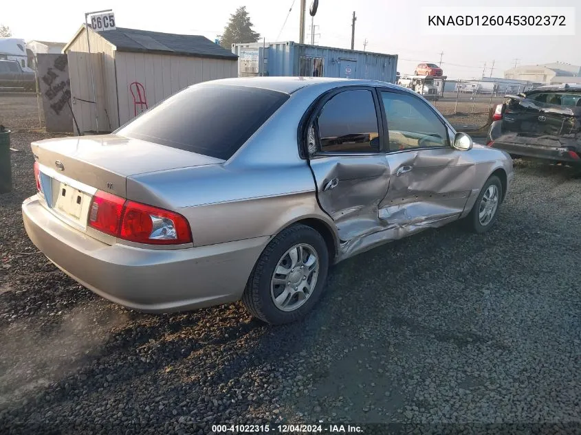 2004 Kia Optima Ex/Lx VIN: KNAGD126045302372 Lot: 41022315