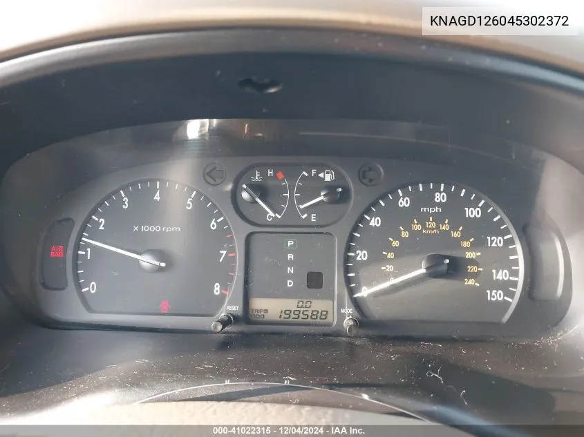 2004 Kia Optima Ex/Lx VIN: KNAGD126045302372 Lot: 41022315