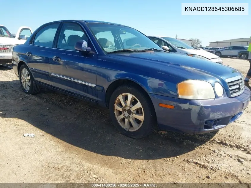 2004 Kia Optima Ex V6/Lx V6 VIN: KNAGD128645306685 Lot: 41488256