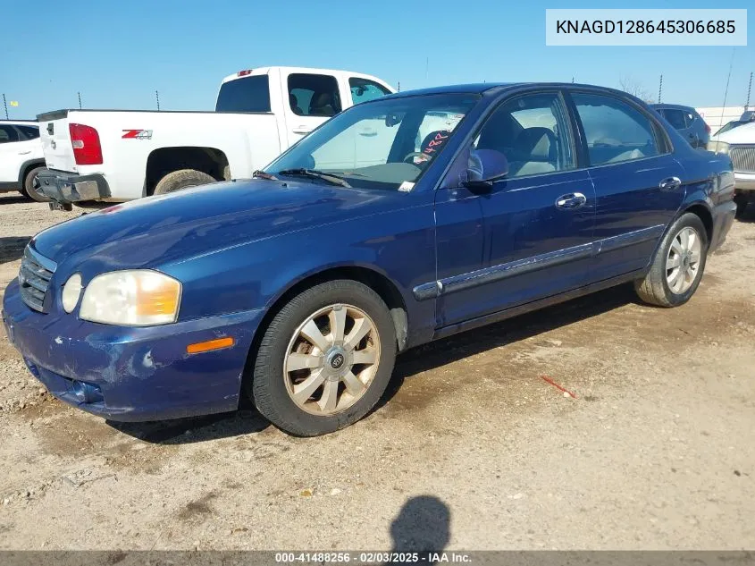 2004 Kia Optima Ex V6/Lx V6 VIN: KNAGD128645306685 Lot: 41488256
