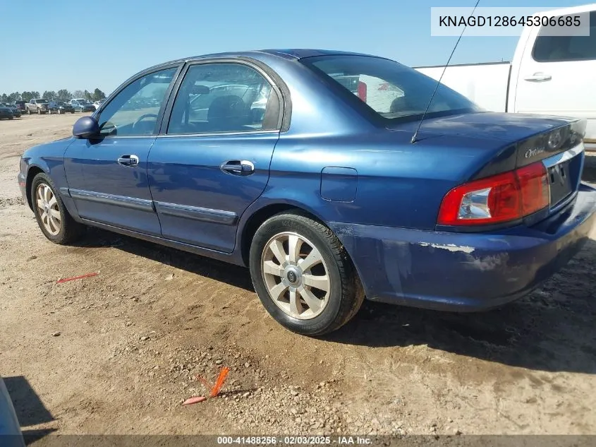 2004 Kia Optima Ex V6/Lx V6 VIN: KNAGD128645306685 Lot: 41488256