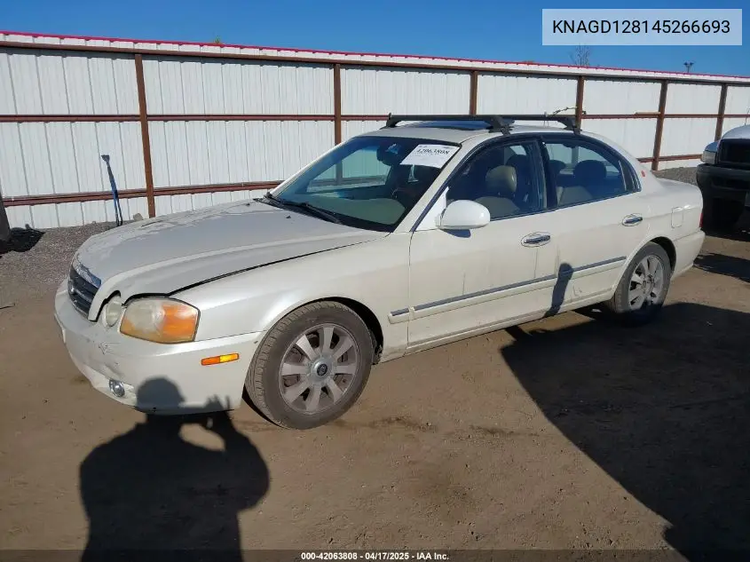 2004 Kia Optima Ex V6/Lx V6 VIN: KNAGD128145266693 Lot: 42063808
