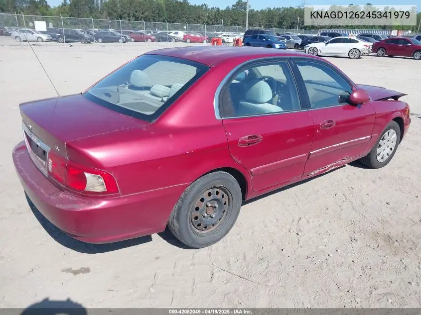 2004 Kia Optima Ex/Lx VIN: KNAGD126245341979 Lot: 42082049