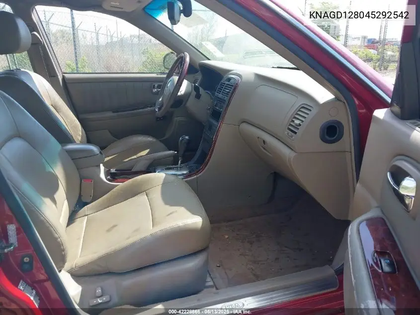 2004 Kia Optima Ex V6/Lx V6 VIN: KNAGD128045292542 Lot: 42228866