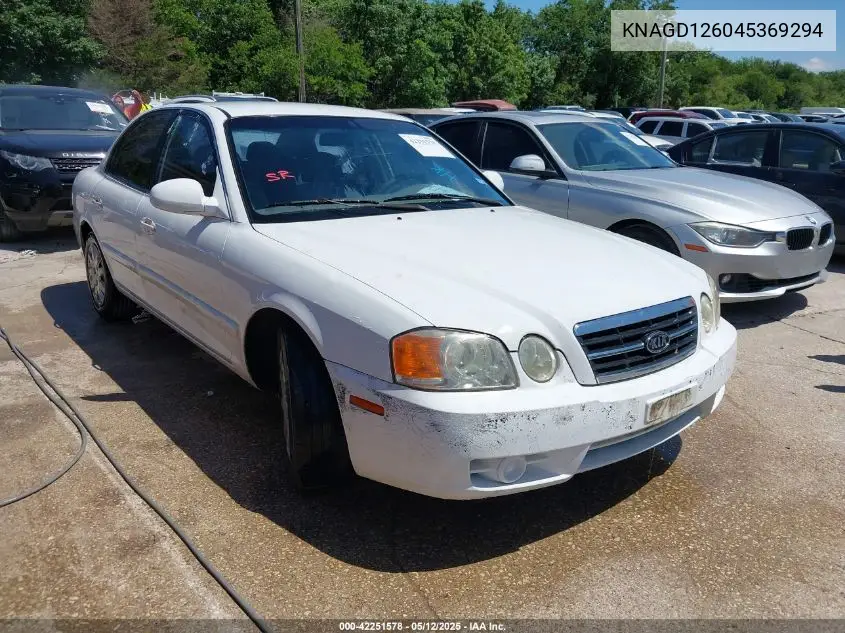 2004 Kia Optima Ex/Lx VIN: KNAGD126045369294 Lot: 42251578