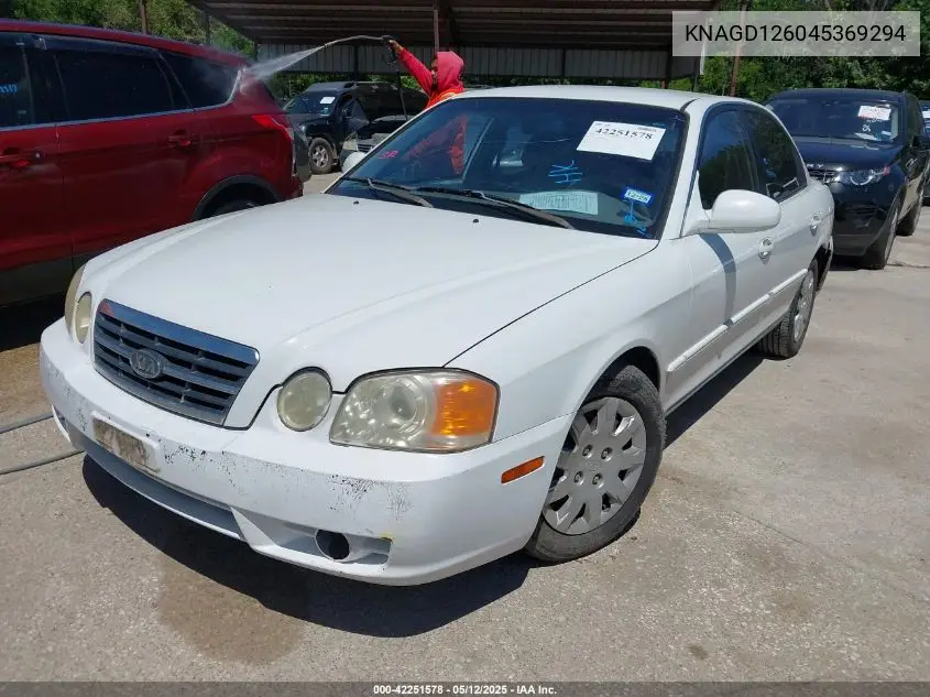 2004 Kia Optima Ex/Lx VIN: KNAGD126045369294 Lot: 42251578