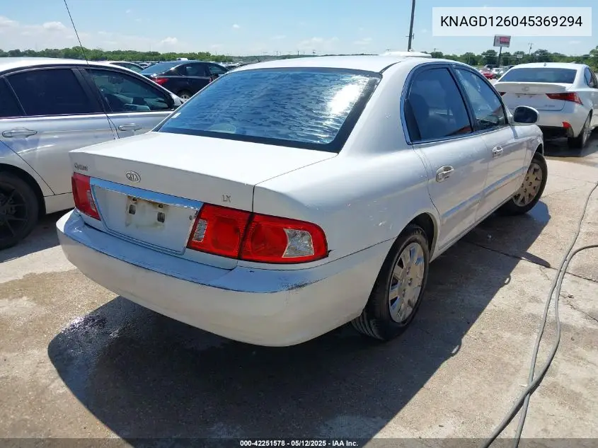 2004 Kia Optima Ex/Lx VIN: KNAGD126045369294 Lot: 42251578